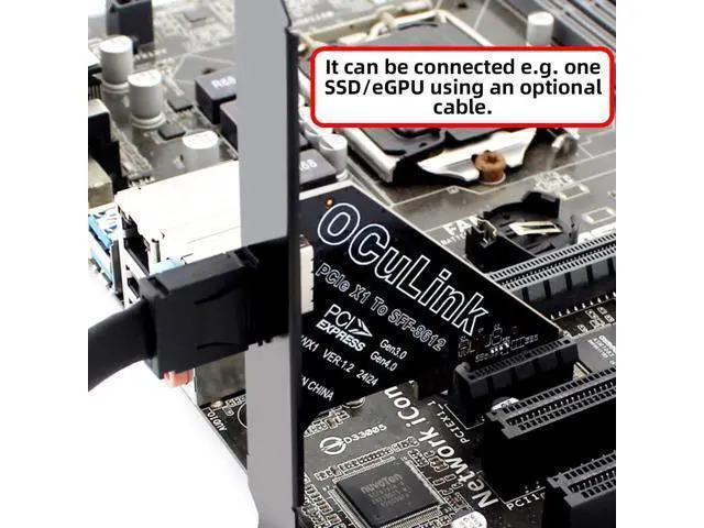 Alt view image 3 of 7 - Vszerda PCI-Express 4.0 PCIE 1x to Oculink Single Port SFF-8612 SFF-8611 Host Card for U.2 SSD eGPU External Graphics Card Dock