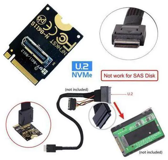 Alt view image 2 of 7 - Vszerda PCI-E4.0 67 Pin M.2 2230 M-Key Male to Oculink SFF-8612 SFF-8611 Female Vertical Host Adapter for NVME U.2 SSD eGPU