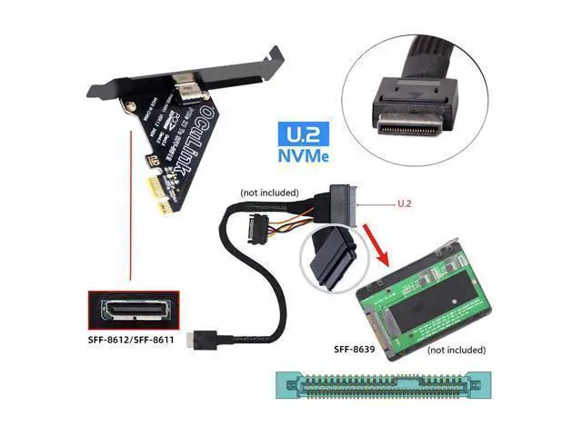 Alt view image 6 of 7 - Vszerda PCI-Express 4.0 PCIE 1x to Oculink Single Port SFF-8612 SFF-8611 Host Card for U.2 SSD eGPU External Graphics Card Dock