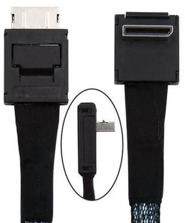 Main image of Vszerda Down Angled 90 Degree Connector Dual Shield OcuLink PCIe 4.0 PCI-Express SFF-8611 4i Male to SFF-8611 Male Data Active Cable for External eGPU SSD, 80cm