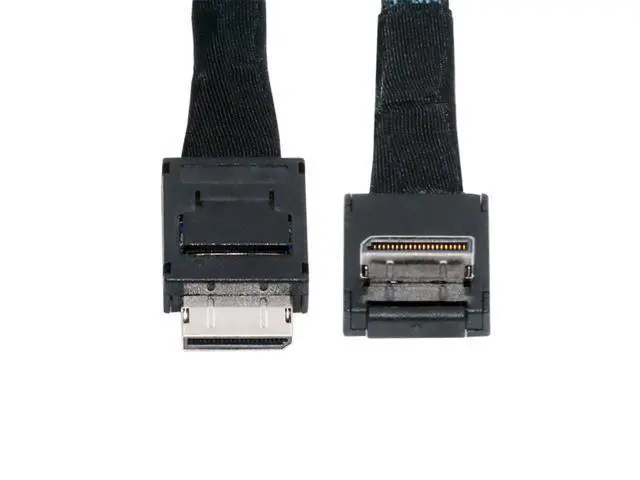 Alt view image 7 of 7 - Vszerda Down Angled 90 Degree Connector Dual Shield OcuLink PCIe 4.0 PCI-Express SFF-8611 4i Male to SFF-8611 Male Data Active Cable for External eGPU SSD, 80cm