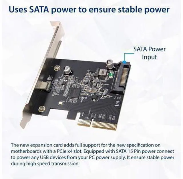 Alt view image 3 of 5 - Vszerda USB-C 3.2 Gen 2x2 Type-C 20 Gbps PCI-e Gen 3 x4 Expansion Card SATA Powered ASMedia ASM3242