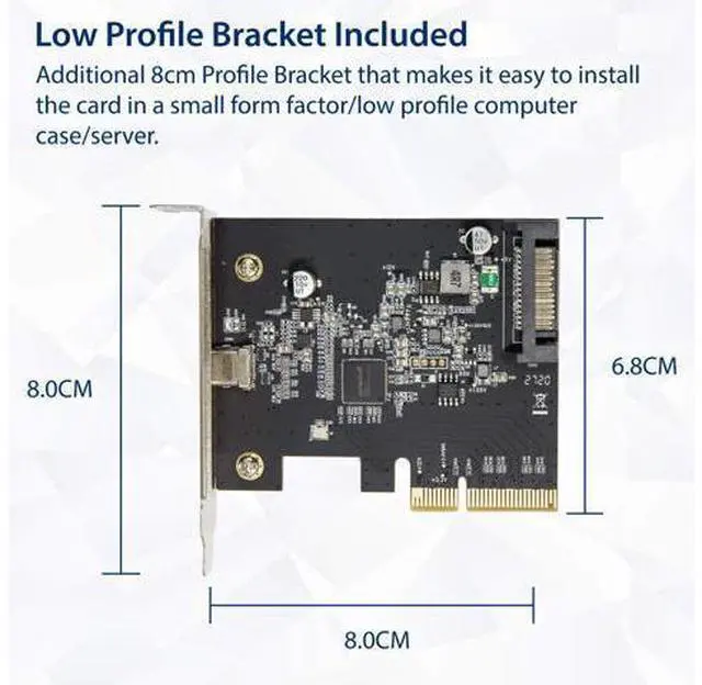 Alt view image 5 of 5 - Vszerda USB-C 3.2 Gen 2x2 Type-C 20 Gbps PCI-e Gen 3 x4 Expansion Card SATA Powered ASMedia ASM3242