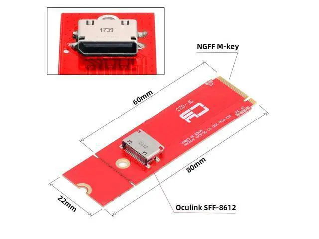Alt view image 2 of 7 - Vszerda 2280 2260 PCI-E4.0 M.2 M-Key Male to Oculink SFF-8612 SFF-8611 Host Red Adapter for NVME U.2 SSD eGPU External Graphics Card Dock