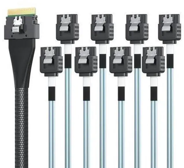 Alt view image 2 of 3 - Vszerda SlimSAS to SATA, SFF-8654 8i Host/RAID to 8xSATA Target HD, Suitable for Servers, Computers, Hard Drives, and Hosts, 1m(3.3ft)