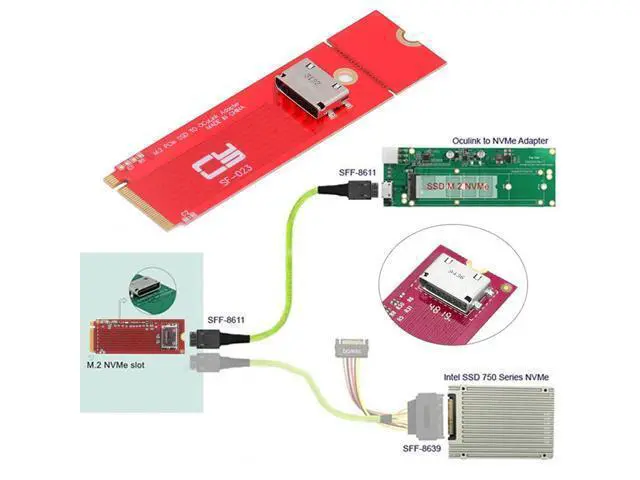 Alt view image 3 of 7 - Vszerda 2280 2260 PCI-E4.0 M.2 M-Key Male to Oculink SFF-8612 SFF-8611 Host Red Adapter for NVME U.2 SSD eGPU External Graphics Card Dock