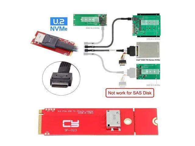 Alt view image 6 of 7 - Vszerda 2280 2260 PCI-E4.0 M.2 M-Key Male to Oculink SFF-8612 SFF-8611 Host Red Adapter for NVME U.2 SSD eGPU External Graphics Card Dock
