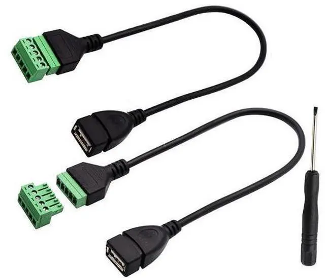 Main image of Vszerda USB 2.0 A Screw Terminal Block Connector Cable USB 2.0 A Female Plug to 5 Pin Way Bolt Screw with Shield terminals Pluggable Type Adapter Connector Converter Cable30CM2Pack Female