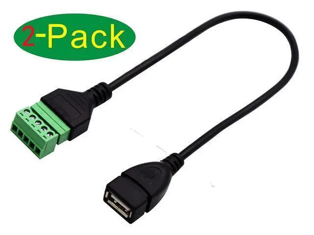 Alt view image 3 of 7 - Vszerda USB 2.0 A Screw Terminal Block Connector Cable USB 2.0 A Female Plug to 5 Pin Way Bolt Screw with Shield terminals Pluggable Type Adapter Connector Converter Cable30CM2Pack Female