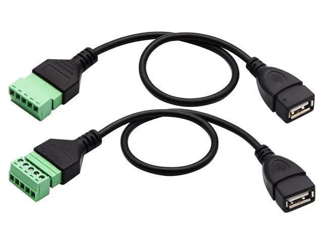 Alt view image 4 of 7 - Vszerda USB 2.0 A Screw Terminal Block Connector Cable USB 2.0 A Female Plug to 5 Pin Way Bolt Screw with Shield terminals Pluggable Type Adapter Connector Converter Cable30CM2Pack Female
