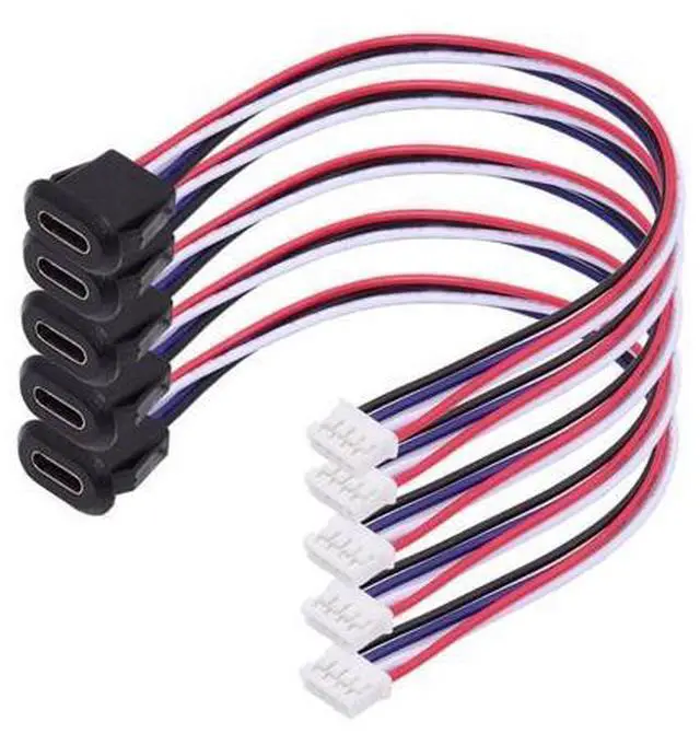 Main image of Vszerda 5pcs/Set DIY OEM Type C Female Socket to 4Pin Header Cable Type-C to 4P Waterproof Terminal Wire with Pitch=2.0mm Latch Mount Type USB C Pigtail DC 5V Extension Power Cable