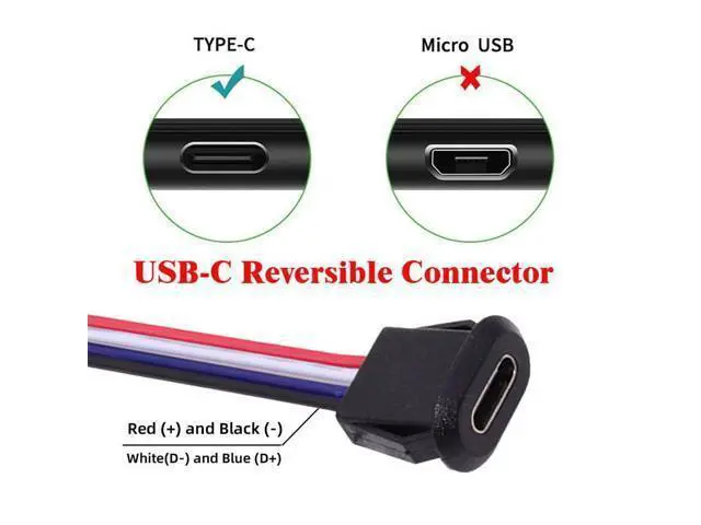 Alt view image 4 of 7 - Vszerda 5pcs/Set DIY OEM Type C Female Socket to 4Pin Header Cable Type-C to 4P Waterproof Terminal Wire with Pitch=2.0mm Latch Mount Type USB C Pigtail DC 5V Extension Power Cable