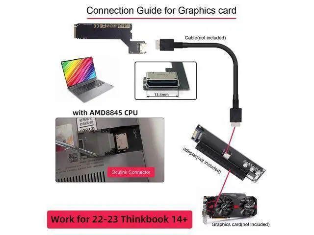 Alt view image 7 of 7 - Vszerda PCI-E 4.0 4X NVMe M.2 M-Key Male to Oculink SFF-8612 SFF-8611 Host Adapter for 2022 2023 ThinkBook 14+ SSD & External Graphics Card