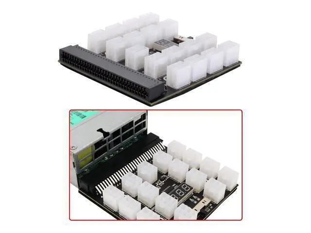 Alt view image 3 of 7 - Vszerda 1200W Server PSU Power Supply Breakout Board Adapter with 17 Ports ATX 6 Pin for DPS-800GB 1200FB 1200QB