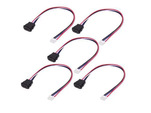 Alt view image 6 of 7 - Vszerda 5pcs/Set DIY OEM Type C Female Socket to 4Pin Header Cable Type-C to 4P Waterproof Terminal Wire with Pitch=2.0mm Latch Mount Type USB C Pigtail DC 5V Extension Power Cable