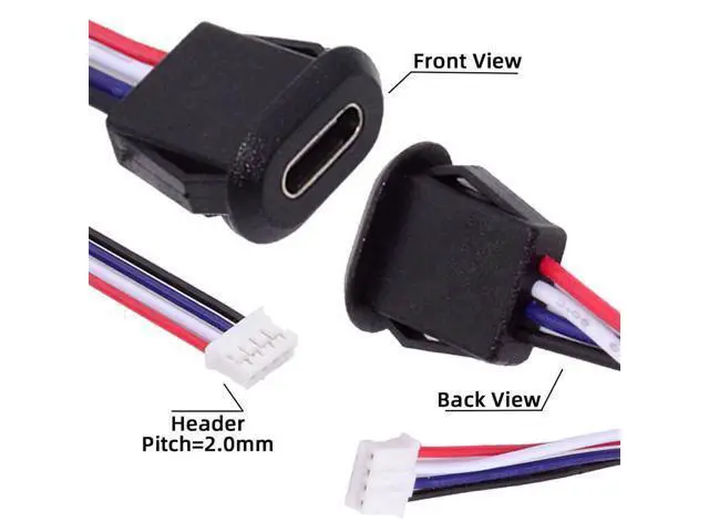 Alt view image 5 of 7 - Vszerda 5pcs/Set DIY OEM Type C Female Socket to 4Pin Header Cable Type-C to 4P Waterproof Terminal Wire with Pitch=2.0mm Latch Mount Type USB C Pigtail DC 5V Extension Power Cable