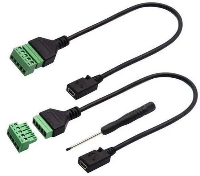 Main image of Vszerda Mini USB Screw Terminal Block Connector Cable Mini USB 2.0 Female Plug to 5 Pin/Way Female Bolt Screw with Shield terminals Pluggable Type Adapter Converter Cable30CM/2Pack(Female)