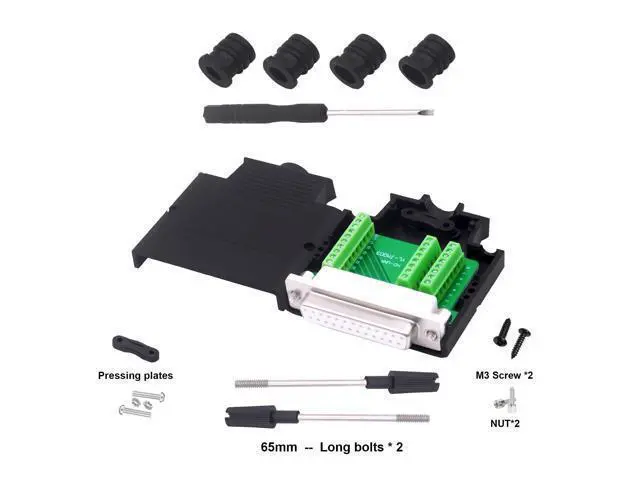 Alt view image 2 of 7 - Vszerda DB25 Female Solderless Connector Breakout Board RS232 D-SUB 25 Pin Serial Adapter Terminal Block with Case (Female)