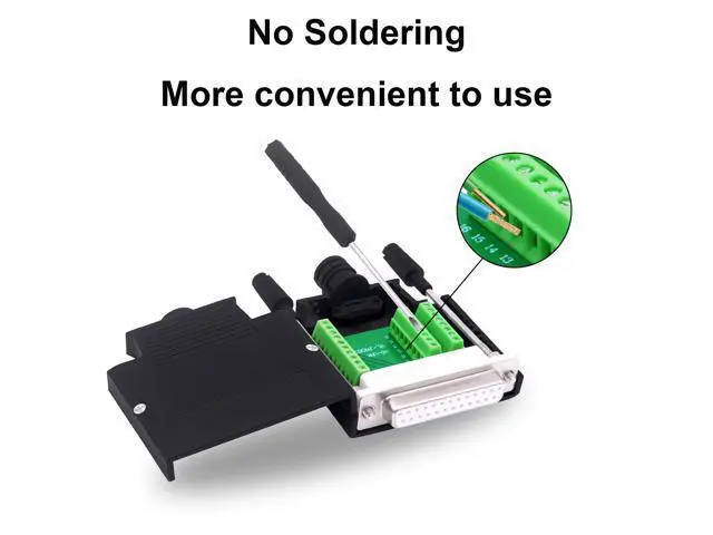 Alt view image 4 of 7 - Vszerda DB25 Female Solderless Connector Breakout Board RS232 D-SUB 25 Pin Serial Adapter Terminal Block with Case (Female)