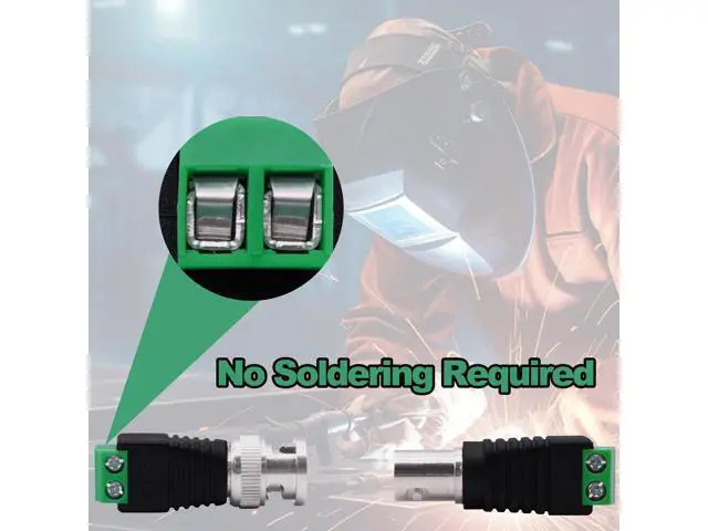 Alt view image 4 of 7 - Vszerda BNC Connector BNC Male to 2Pin Solderless Screw Terminal Block Adapter Video Balun Connector for CCTV Surveillance Camera DVR TV Video-5Pcs (Male)