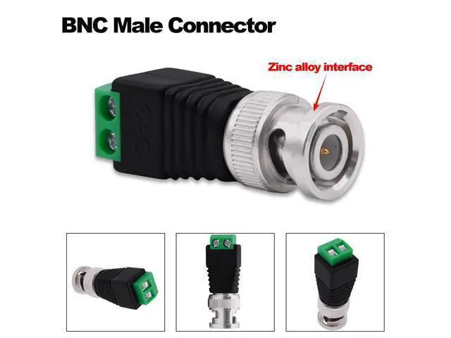 Alt view image 5 of 7 - Vszerda BNC Connector BNC Male to 2Pin Solderless Screw Terminal Block Adapter Video Balun Connector for CCTV Surveillance Camera DVR TV Video-5Pcs (Male)