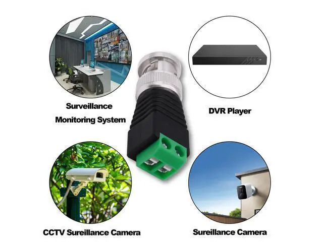 Alt view image 7 of 7 - Vszerda BNC Connector BNC Male to 2Pin Solderless Screw Terminal Block Adapter Video Balun Connector for CCTV Surveillance Camera DVR TV Video-5Pcs (Male)