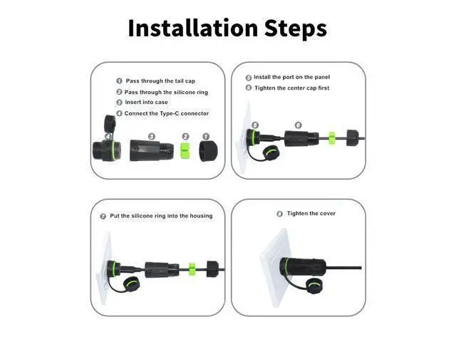 Alt view image 7 of 7 - Vszerda 10Gbps Waterproof USB C Female to Female Adapter, Waterproof USB C Coupler, USB Type C 3.1 Pass Through Bulkhead Connector Outdoor Charging Socket for Data Transfer,1-Pack