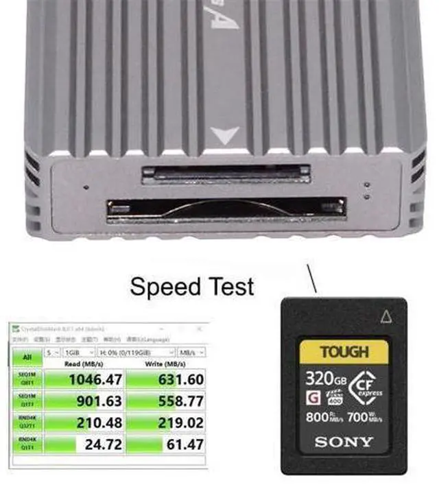 Alt view image 2 of 7 - Vszerda USB-C CFE Memory Card Adapter Hub, USB3.1 Type-C USB3.0 Type-A to CF Express Type-A & Type-B CFA R5 Z6 Z7 CFB Dual Slot Extension Card Reader