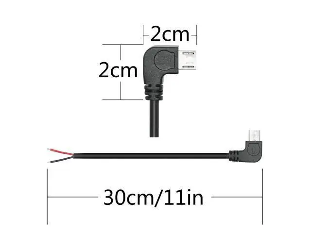Alt view image 7 of 7 - Vszerda 4Pcs Right Angle Micro USB to 2 Pin Bare Wire Open End Cable 11inch, 90 Degree USB Male Plug Pigtail Power Wire 5V/3A, for Equipment Installed or Replacement Repair DIY