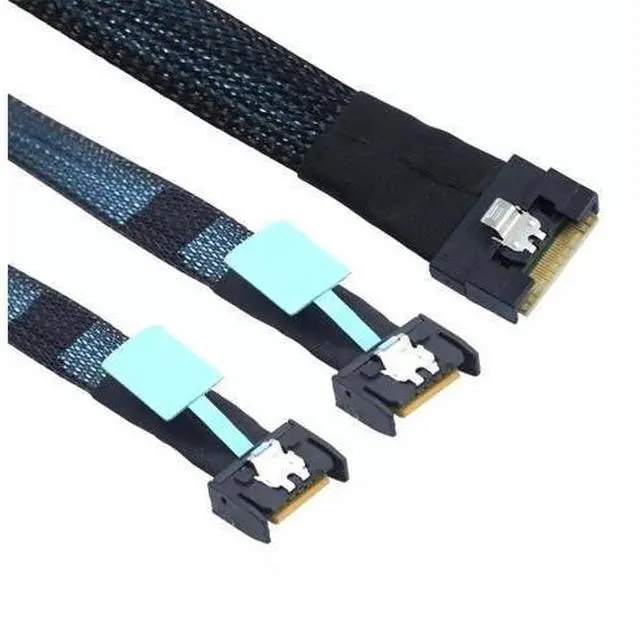 Alt view image 3 of 6 - Vszerda Slimline SAS SFF-8654 8i 74P to 2 Ports MCIO SFF-8654 4i 38P Server Connection Cable 50CM