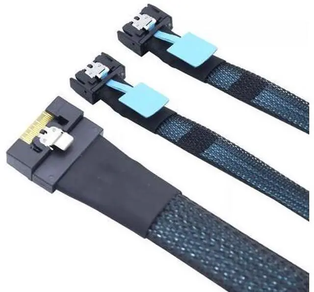 Alt view image 5 of 6 - Vszerda Slimline SAS SFF-8654 8i 74P to 2 Ports MCIO SFF-8654 4i 38P Server Connection Cable 50CM