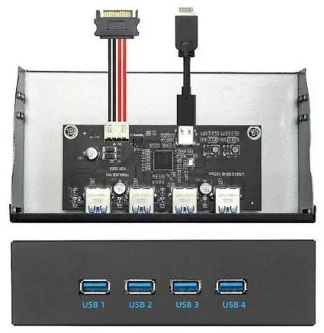 Main image of Vszerda 10Gbps 4 Ports HUB Front Panel USB 3.1 Type-A & Type-C to Motherboard Type-E Connector Cable 10Gbps for 5.25" CD-ROM Bay Tray