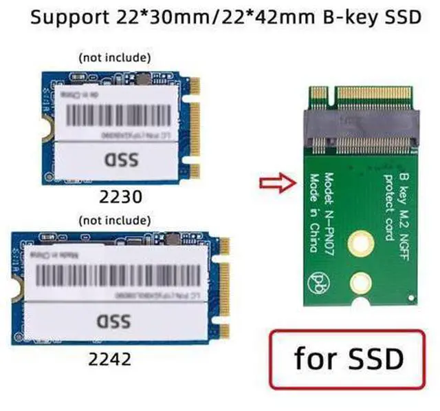Alt view image 5 of 14 - Vszerda B-Key 22x30mm to 22x42mm Male to Female Extension Adapter for 2230 SSD Wireless Card