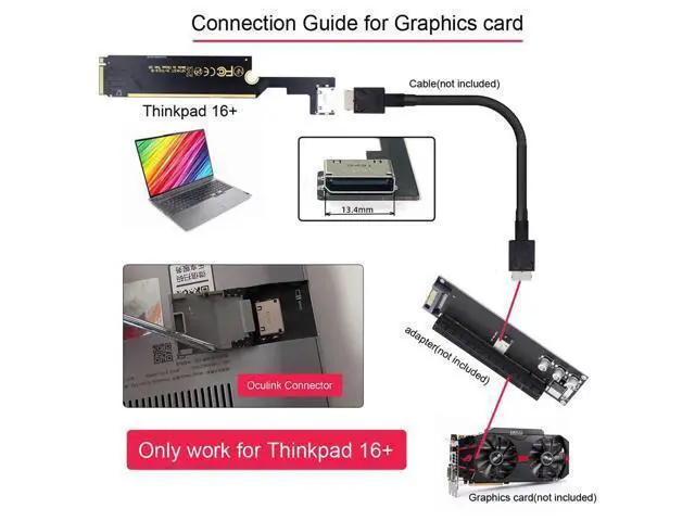 Alt view image 6 of 7 - Vszerda Oculink SFF-8612 SFF-8611 to PCI-E 3.0 M.2 M-Key Host Adapter for ThinkBook 16+ External Graphics Card & SSD
