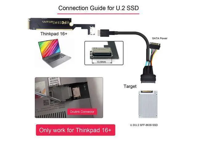 Alt view image 7 of 7 - Vszerda Oculink SFF-8612 SFF-8611 to PCI-E 3.0 M.2 M-Key Host Adapter for ThinkBook 16+ External Graphics Card & SSD