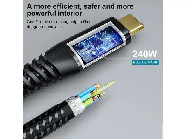Alt view image 6 of 14 - Vszerda 240W for USB 4 Long Cable 6.6 ft, Support 8K@60Hz, 4K@144Hz 40Gbps/240W PD Charging Compatible with Thunderbolt 4/3 iPhone 15 Pro/15 Pro Max, MacBook Pro, Docking, eGPU, SSD, Surface Pro
