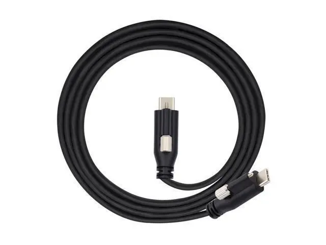 Alt view image 2 of 7 - Vszerda Screw Locking USB 3.1 Type-C to USB-C Cable 3.25A USB 3.0 Cord with Single Panel Mount Connector 10Gbps Data 65W PD Power for Laptop Tablet 9.84FT/3.0M