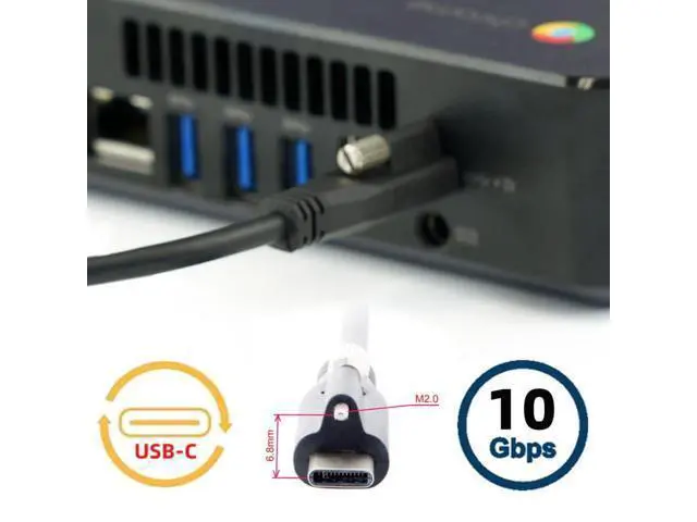 Alt view image 6 of 7 - Vszerda Screw Locking USB 3.1 Type-C to USB-C Cable 3.25A USB 3.0 Cord with Single Panel Mount Connector 10Gbps Data 65W PD Power for Laptop Tablet 9.84FT/3.0M