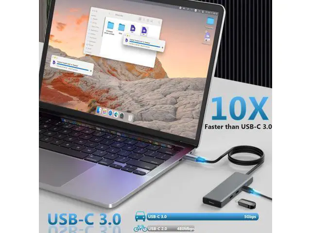 Alt view image 3 of 6 - Vszerda USB C Hub 3.0, All 5Gbps 4-Port USB-C to C Multiport Adapter Portable Hub, Type-C Splitter Extender for MacBook Pro/Air, iPhone 15 Pro Max/16, XPS, Google ChromeBook, Laptop, etc