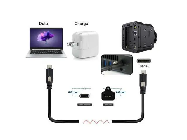 Alt view image 5 of 7 - Vszerda Screw Locking USB 3.1 Type-C to USB-C Cable 3.25A USB 3.0 Cord with Single Panel Mount Connector 10Gbps Data 65W PD Power for Laptop Tablet 9.84FT/3.0M