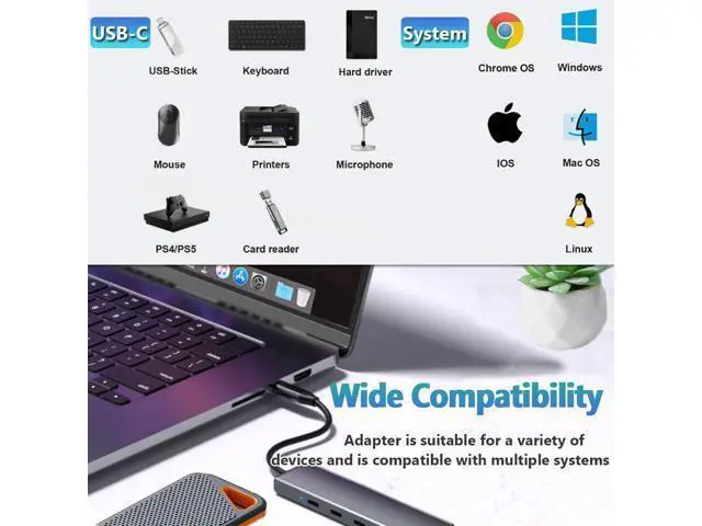 Alt view image 6 of 6 - Vszerda USB C Hub 3.0, All 5Gbps 4-Port USB-C to C Multiport Adapter Portable Hub, Type-C Splitter Extender for MacBook Pro/Air, iPhone 15 Pro Max/16, XPS, Google ChromeBook, Laptop, etc