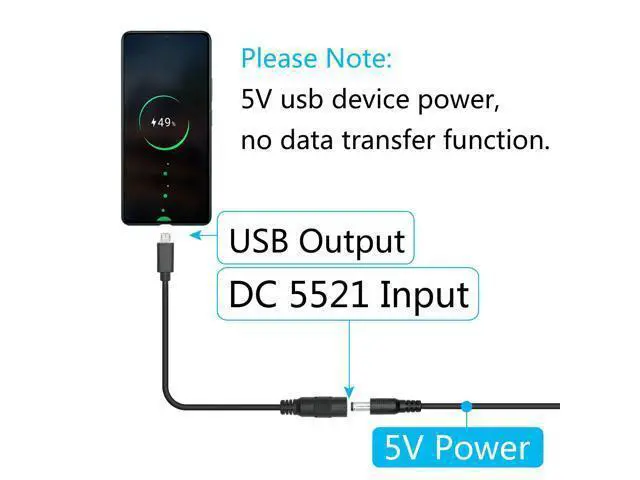 Alt view image 3 of 6 - Vszerda 4Pcs DC 5.5mm x 2.1mm to Micro USB Power Cord, 6inch, DC 5521 Female to Micro USB Male Plug, 5V 3A Power Charging Extension Cable, for LED Desk Lamp, Small Fan Etc
