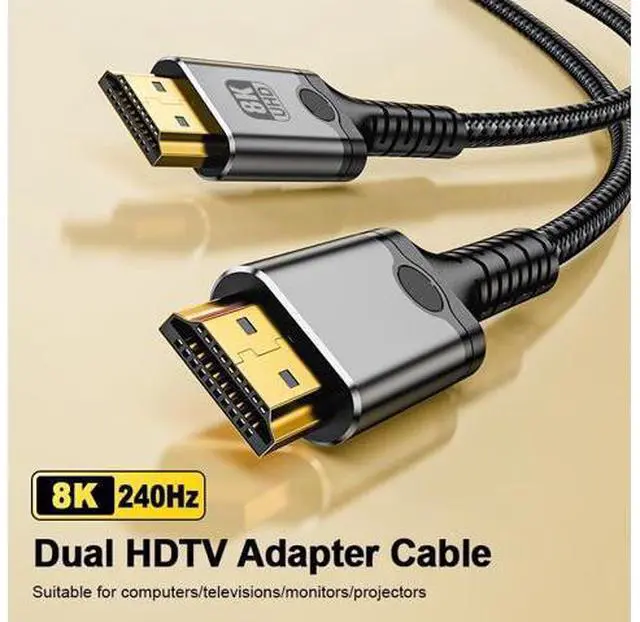 Alt view image 2 of 14 - Vszerda HD 2.1 Cable 8K@60Hz, 10FTCertified Ultra High Speed 48Gbps HD Cable Braided Cord-4K@120Hz 8K@60Hz, DTS:X, HDCP 2.2 & 2.3, HDR 10 Compatible with Roku TV/PS5/HDTV/Blu-ray