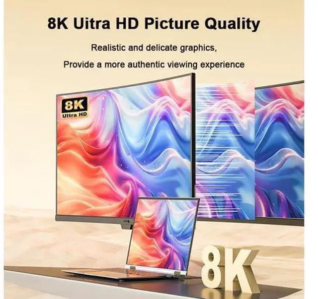 Alt view image 3 of 14 - Vszerda HD 2.1 Cable 8K@60Hz, 10FTCertified Ultra High Speed 48Gbps HD Cable Braided Cord-4K@120Hz 8K@60Hz, DTS:X, HDCP 2.2 & 2.3, HDR 10 Compatible with Roku TV/PS5/HDTV/Blu-ray