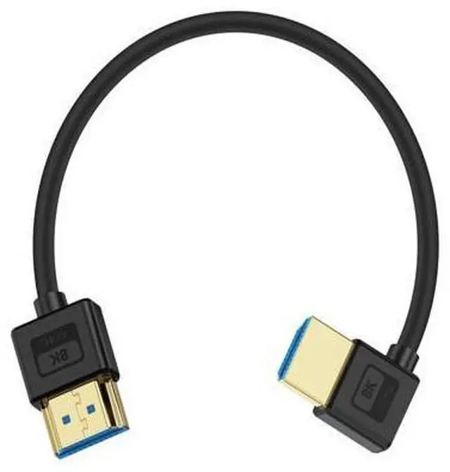 Main image of Vszerda 8K Short HDM Cable 1ft, Ultra Thin Slim Flexible Silicone Left Angle 90 Degree HDMI 2.1 Cable 48Gbps 8K@60Hz Compatible for TV/HDTV/PS5/PC/Monitor
