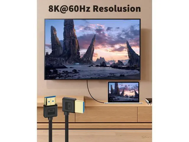 Alt view image 4 of 7 - Vszerda 8K Short HDM Cable 1ft, Ultra Thin Slim Flexible Silicone Left Angle 90 Degree HDMI 2.1 Cable 48Gbps 8K@60Hz Compatible for TV/HDTV/PS5/PC/Monitor
