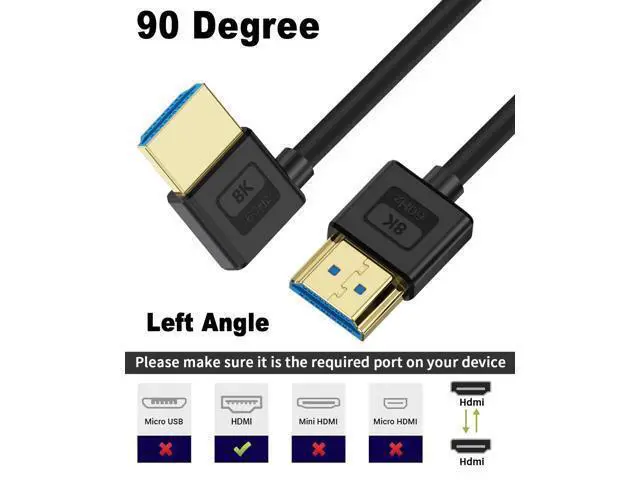 Alt view image 5 of 7 - Vszerda 8K Short HDM Cable 1ft, Ultra Thin Slim Flexible Silicone Left Angle 90 Degree HDMI 2.1 Cable 48Gbps 8K@60Hz Compatible for TV/HDTV/PS5/PC/Monitor