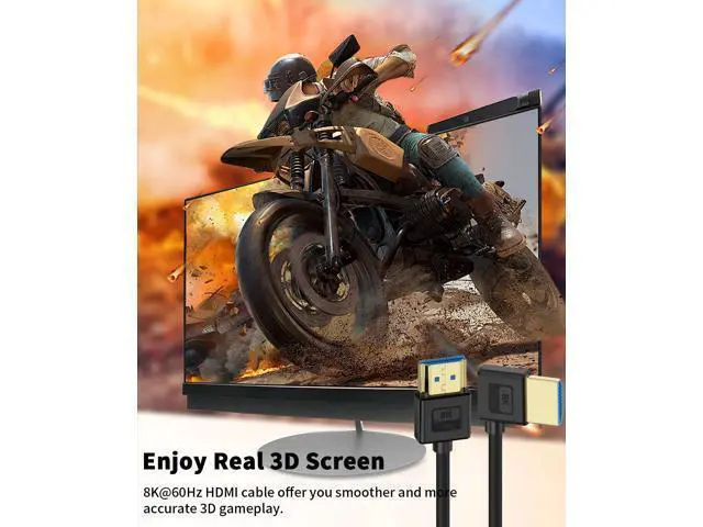 Alt view image 6 of 7 - Vszerda 8K Short HDM Cable 1ft, Ultra Thin Slim Flexible Silicone Left Angle 90 Degree HDMI 2.1 Cable 48Gbps 8K@60Hz Compatible for TV/HDTV/PS5/PC/Monitor