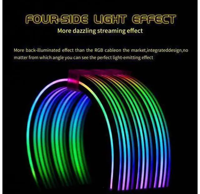 Alt view image 3 of 7 - Vszerda 24 Pin RGB Cable,RGB PSU Cables Extensions - 5V 3Pin Addressable ARGB Motherboard Power Supply fit Black PC Case Build Black Style
