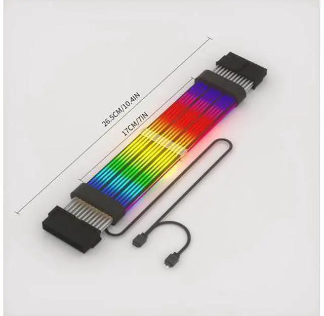 Alt view image 7 of 7 - Vszerda 24 Pin RGB Cable,RGB PSU Cables Extensions - 5V 3Pin Addressable ARGB Motherboard Power Supply fit Black PC Case Build Black Style